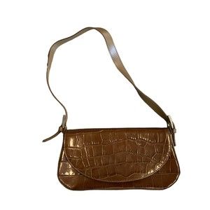 Michael Rome Italy Brown Croc Genuine Leather Demi Shoulder Purse Bag